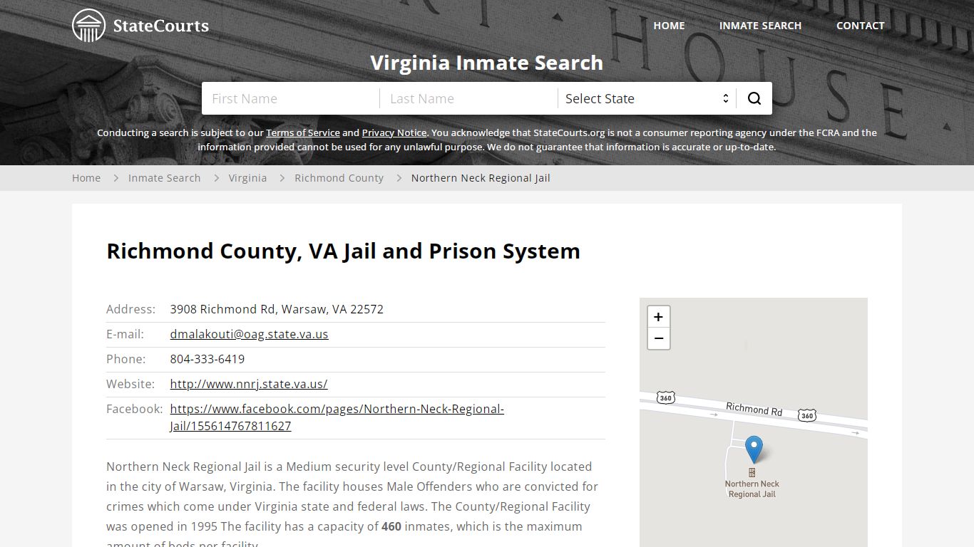 Northern Neck Regional Jail Inmate Records Search, Virginia - StateCourts