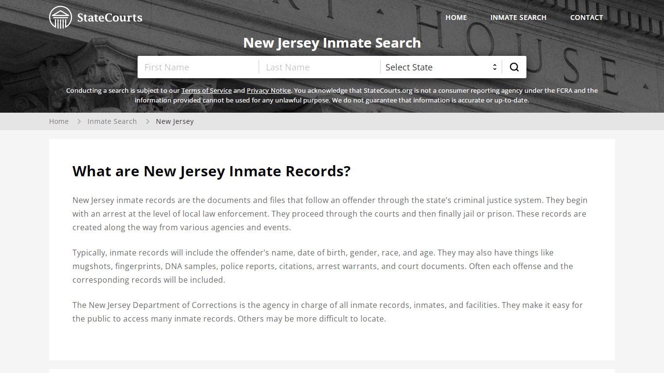 New Jersey Inmate Search, Prison and Jail Information - StateCourts